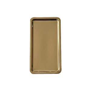 Paslanmaz Çelik Gold Renk Dikdörtgen Geniş Metal Düz Sunum Tepsisi Çay Kahve Tatlı Sunum 2 Adet