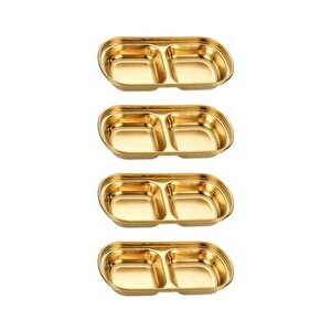 Metal Gold Ikili - Mini Salata, Kahve Lokumluk, Sunum Kasesi, Sosluk, Çerezlik, Kahvaltılık - 4 Adet