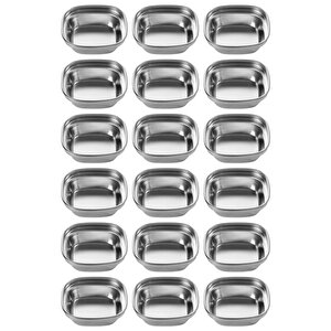 Metal Gümüş Renk Barbekü, Sos Tabağı - Sosluk Tekli - 8x8x2,5 Cm - 18 Adet