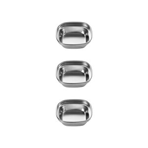 Metal Gümüş Renk Barbekü, Sos Tabağı - Sosluk Tekli - 8x8x2,5 Cm - 3 Adet