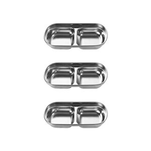Metal Ikili - Mini Salata, Kahve Yanı Lokumluk, Sunum Kasesi, Sosluk, Çerezlik, Kahvaltılık - 3 Adet