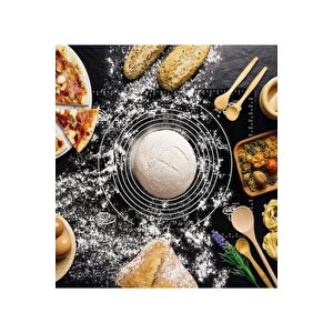 Siyah 1. Sınıf Kaliteli Silikon Ölçülü Çok Amaçlı Hamur Açma Matı 45 Cm X 65 Cm
