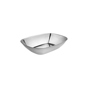 Paslanmaz Çelik Kayık Tabak Kase - Çerezlik, Meze Ve Salata Kasesi Sosluk, 14 Cm, 2 Adet Orta Boy