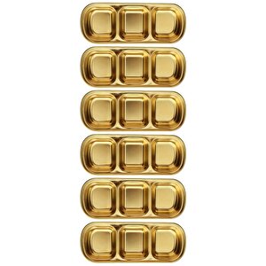 Metal Gold Üçlü - Mini Salata, Kahve Lokumluk, Sunum Kasesi, Sosluk, Çerezlik, Kahvaltılık - 6 Adet