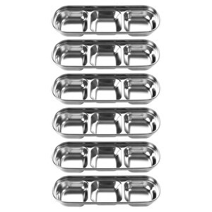 Metal Üçlü - Mini Salata, Kahve Yanı Lokumluk, Sunum Kasesi, Sosluk, Çerezlik, Kahvaltılık - 6 Adet