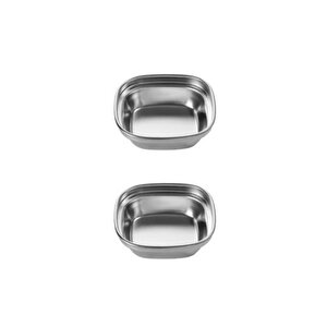 Metal Gümüş Renk Barbekü, Sos Tabağı - Sosluk Tekli - 8x8x2,5 Cm - 2 Adet
