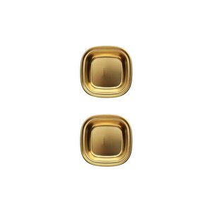 Metal Gold Renk Barbekü, Sos Tabağı - Sosluk Tekli - 8x8x2,5 Cm - 2 Adet
