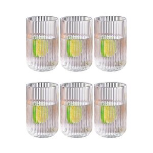 Çizgili Su, Meşrubat, Latte, Nescafe, Cam Bardak Çeyiz Listesi 6 Adet 440 Ml - 2014