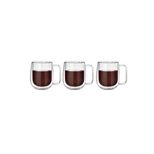 Çift Cidarlı Borosilikat Cam Nescafe,latte,filtre Kahve,süt,bitki Çayı Kupası 300 Ml 3 Adet 2769