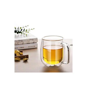 Çift Cidarlı Borosilikat Cam Nescafe,latte,filtre Kahve,süt,bitki Çayı Kupası 300 Ml 3 Adet 2769