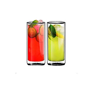 Uzun Cam Su,latte,meşrubat,smoothie  Bardağı Seti 270 Ml 2 Adet 2325