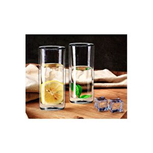 Uzun Cam Su,latte,meşrubat,smoothie  Bardağı Seti 270 Ml 2 Adet 2325
