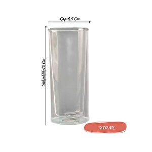 Uzun Cam Su,latte,meşrubat,smoothie  Bardağı Seti 270 Ml 6 Adet 2325