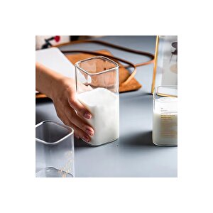 Yeni Stil Kare Cam Latte,kahve,meşrubat,smoothie Bardağı 400 Ml Çeyiz Listesi 6 Adet
