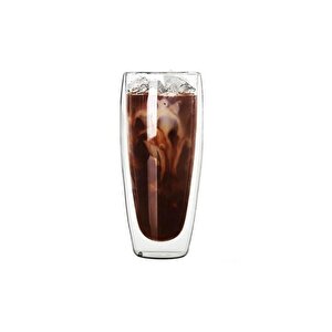 Çift Cidarlı Uzun Meşrubat,kokteyl,latte 320 Ml Cam Bardak Seti 6 Adet 2324