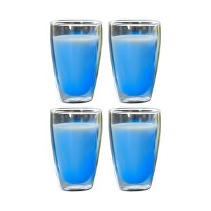 Yeni Stil Çift Cidarlı Uzun Bardak 400 Ml Su, Meşrubat, Nescafe, Latte Bardağı 4 Adet - 2258