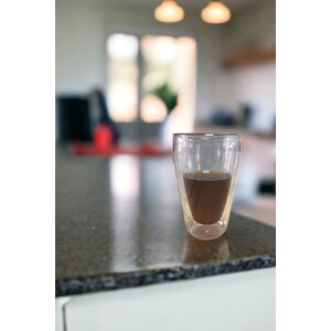 Yeni Stil Çift Cidarlı Uzun Bardak 400 Ml Su, Meşrubat, Nescafe, Latte Bardağı 4 Adet - 2258