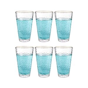 Ezme Dövülmüş Desen Cam Su, Meşrubat, Latte, Kahve, Bardağı Çeyiz Listesi 350 Ml 6 Adet - 4361