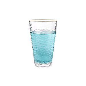 Ezme Dövülmüş Desen Cam Su, Meşrubat, Latte, Kahve, Bardağı Çeyiz Listesi 350 Ml 6 Adet - 4361