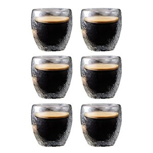 Çift Cidarlı Buzlu Kahve,latte,çay Bardağı Seti -250 Ml Cam Kupa Seti 6 Adet 2220