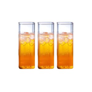 Yeni Stil Kare Cam Latte,kahve,meşrubat,smoothie Bardağı 450 Ml 3 Adet