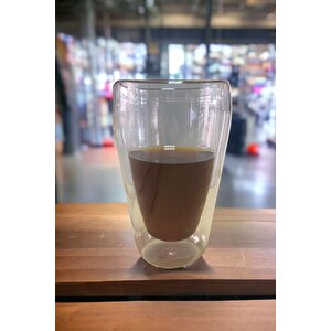 Yeni Stil Çift Cidarlı Uzun Bardak 400 Ml Su, Meşrubat, Nescafe, Latte Bardağı 3 Adet - 2258