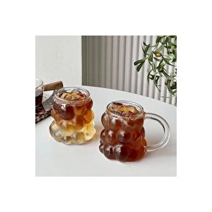 Yeni Nesil 350 Ml Üzüm Tasarımlı Borosilikat Cam Nescafe, Latte, Meşrubat Kupa Bardağı 3 Adet - 2430