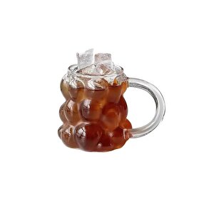 Yeni Nesil 350 Ml Üzüm Tasarımlı Borosilikat Cam Nescafe, Latte, Meşrubat Kupa Bardağı 3 Adet - 2430