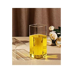 Yeni Stil Kare Cam Latte,kahve,meşrubat,smoothie Bardağı 400 Ml 3 Adet