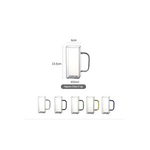 Kare Cam Füme Kulplu Latte Meşrubat Nescafe Süt Su Bardağı Çeyiz Listesi 350ml 6 Adet