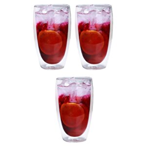 Cidarlı Büyük Cam Meşrubat,kokteyl,latte 420 Ml Bardak  Seti 3 Adet 2773