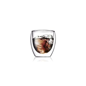 Yeni Tasarım Çift Cidarlı Borosilikat 250 Ml Şeffaf Cam Bardak 3 Adet 2771