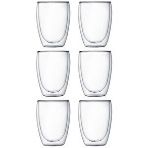 Yeni Tasarım Çift Cidarlı Borosilikat 350 Ml Şeffaf Cam Bardak, Çeyiz Listesi, 6 Adet - 2772