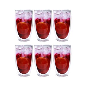 Cidarlı Büyük Cam Meşrubat,kokteyl,latte 420 Ml Bardak  Seti 6 Adet 2773