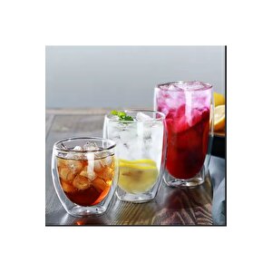 Cidarlı Büyük Cam Meşrubat,kokteyl,latte 420 Ml Bardak  Seti 6 Adet 2773