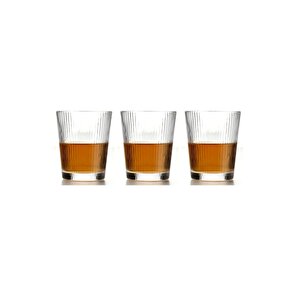 Yeni Tasarım Cam Çizgili Meşrubat, Latte, Su, Nescafe Bardağı 300 Ml - 3 Adet - 2440