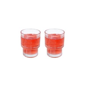 Çizgili Tasarım Isıya Dayanıklı Su Bardağı Kahve, Sunum, Meşrubat Bardağı 300 Ml - 2 Adet - 2232