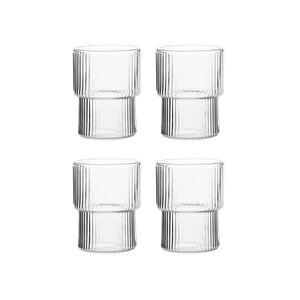 Çizgili Tasarım Isıya Dayanıklı Su Bardağı Kahve, Sunum, Meşrubat Bardağı 300 Ml - 2 Adet - 2232
