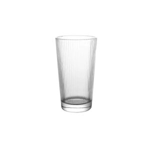 Yeni Tasarım Çizgili Uzun Cam Bardak, Meşrubat, Latte, Nescafe, Su Bardağı 300 Ml - 3 Adet - 2441