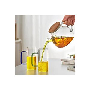 Kare Cam Füme Kulplu Latte,meşrubat,nescafe,süt,su Bardağı 350 Ml 3 Adet