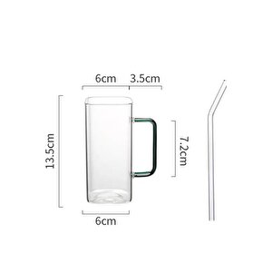 Kare Cam Füme Kulplu Latte,meşrubat,nescafe,süt,su Bardağı 350 Ml 3 Adet