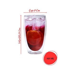 Cidarlı Büyük Cam Meşrubat,kokteyl,latte 420 Ml Bardak  Seti 4 Adet 2773