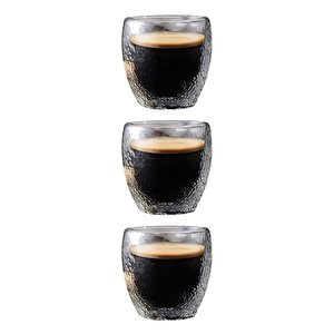 Çift Cidarlı Buzlu Kahve,latte,çay Bardağı Seti -250 Ml Cam Kupa Seti 3 Adet 2220