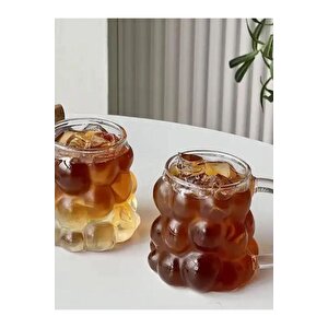 Yeni Nesil 350 Ml Üzüm Tasarımlı Borosilikat Cam Nescafe, Latte, Meşrubat Kupa Bardağı 2 Adet - 2430