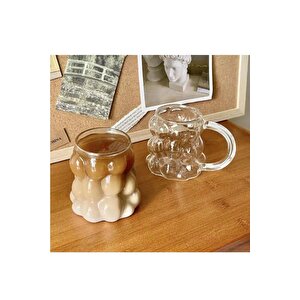 Yeni Nesil 350 Ml Üzüm Tasarımlı Borosilikat Cam Nescafe, Latte, Meşrubat Kupa Bardağı 2 Adet - 2430