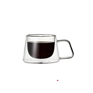 Yeni Tasarım Neskafe Ekspresso Fincanı, Çift Cidarlı Kulplu Cam Fincan 4 Adet 1836