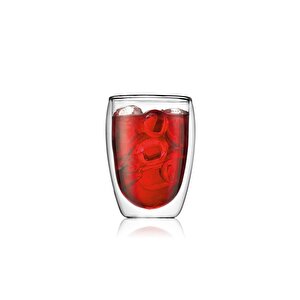Yeni Tasarım Çift Cidarlı Borosilikat Cam Şeffaf Cam Bardak 350 Ml - 2 Adet 2772