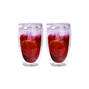 Cidarlı Büyük Cam Meşrubat,kokteyl,latte 420 Ml Bardak  Seti 2 Adet 2773