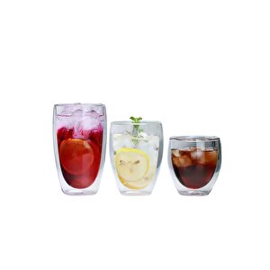 Cidarlı Büyük Cam Meşrubat,kokteyl,latte 420 Ml Bardak  Seti 2 Adet 2773