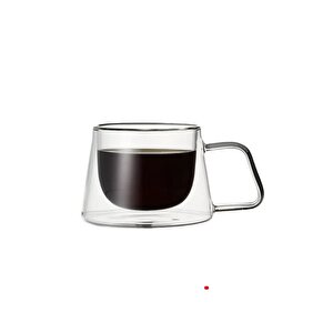 Yeni Tasarım Neskafe Ekspresso Fincanı, Çift Cidarlı Kulplu Cam Fincan 6 Adet 1836
